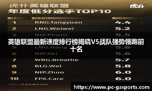 英雄联盟最新速度排行榜揭晓V5战队强势领跑前十名